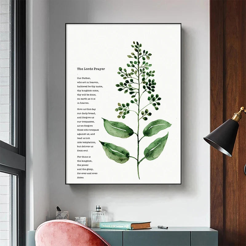 Description Picture 4 of itemBotanical Bible Verse Print Scripture Christian Canvas Painting Poster Wall Blessed Quote Pictures for Living Room Home Decor