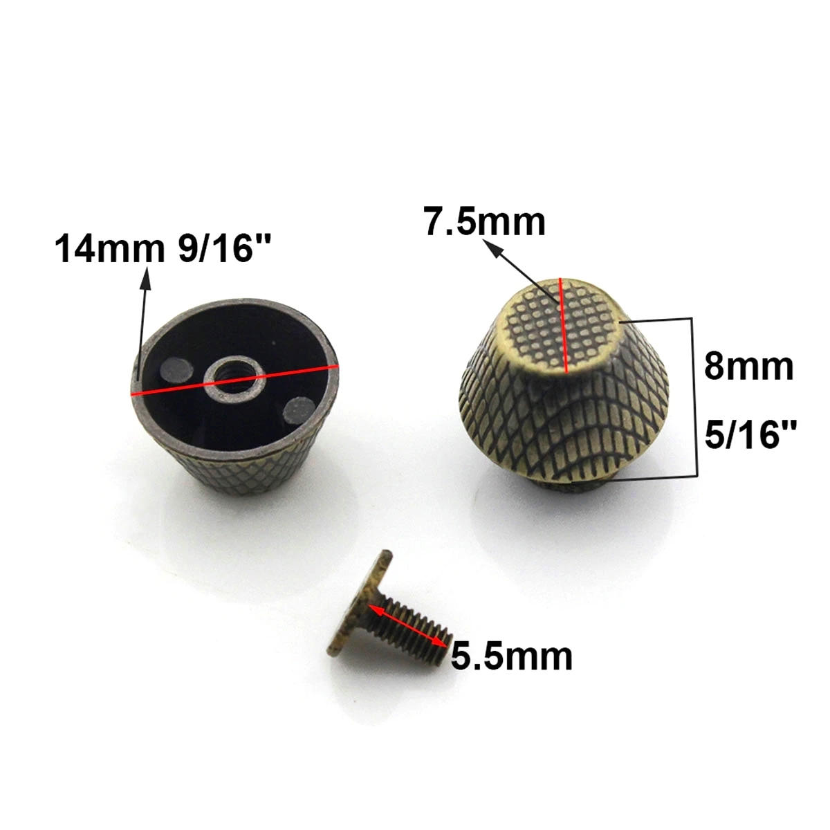 Description Picture 2 of item4pcs Metal Embossed Bucket Shape Screw Back Rivets Studs Nail Stud for DIY Garment Leather Craft Belt Wallet Decoration Parts