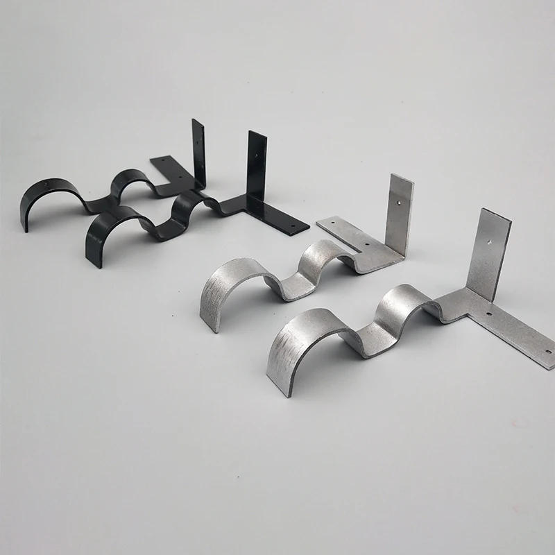 Description Picture 4 of item1 Pair New Curtain Rod Bracket Hang Curtain Rod Holders Tap Right Into Window Frame Double Curtain Rod Bracket Hardware