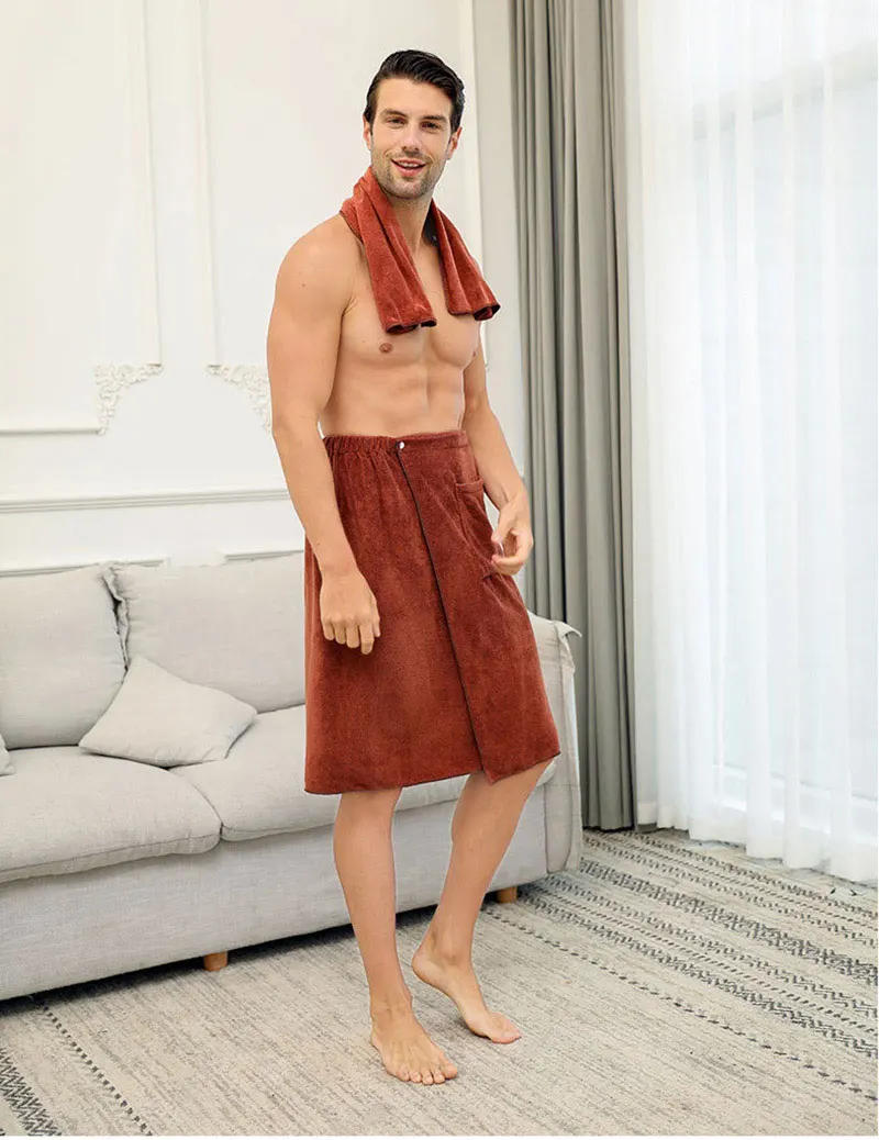 Description Picture 4 of itemMan Wearable Magic BF Bath Towel with Pocket Soft Swimming Beach Bath Towel Blanket Male Shower Skirt sport Gym Towels Sheet Set