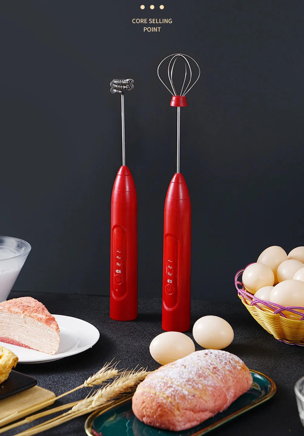 Description Picture 5 of itemUSB Rechargeable Electric Milk Frother Whisk Egg Beater Handheld Coffee Blender Household Milk Shaker Mixer Foamer Food Blender