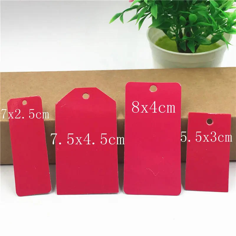 Description Picture 2 of item100Pcs/Lot Rose Red Different Shape Size Hanging Kraft Paper Tags Label Note Price Recyclable Tags For Garment Shoes Clothing
