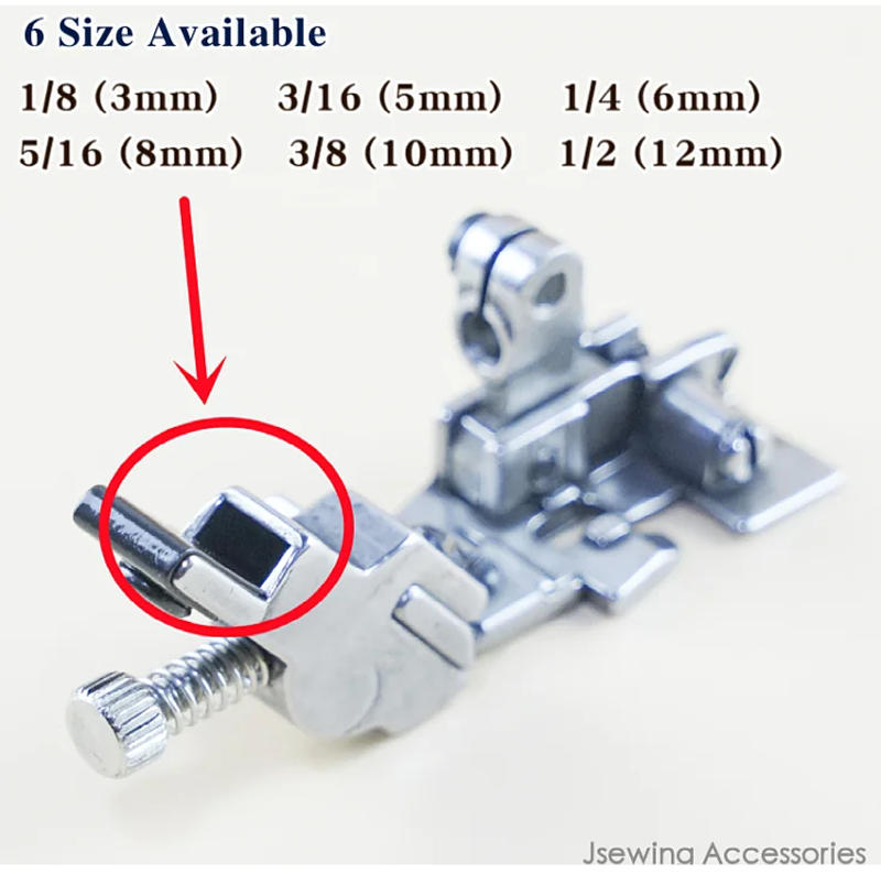 Description Picture 4 of itemElastic Tape Presser Foot For Overlock Sewing Machine Parts Siruba 747 757 Juki MO-6900 Pegasus M700 M800 Jack 798 6 Size