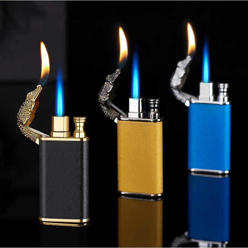 Description Picture 3 of itemVIP Dropshipping Creative Dragon Double Fire Lighter Jet Flame Open Fire Windproof Inflatable Crocodile Lighter Men's Gift