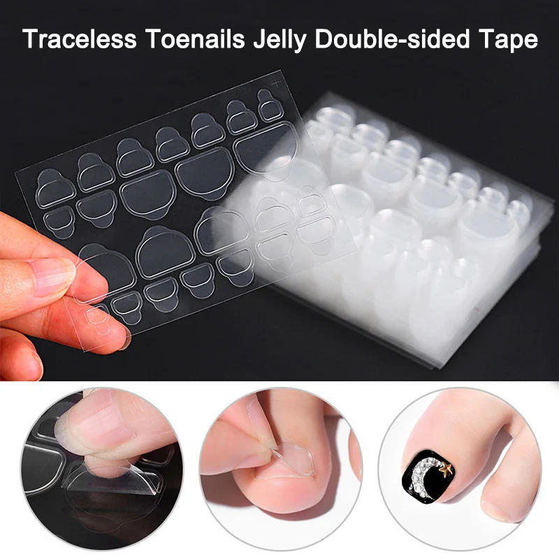 Description Picture 4 of item10 Sheets Transparent Toenails Adhesive Glue Decals Jelly Double Sided Tape For False Fake Nail Tips Art Stickers Decoration