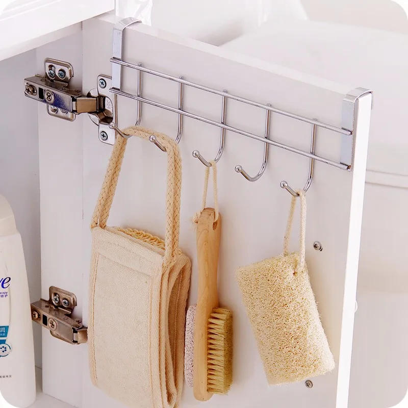 Description Picture 6 of item5 Hooks Clothing Coat Towel Hanger Rack Holder Shelf Over Door Home Bathroom Kitchen Hat Organizer  Over The Door Hooks