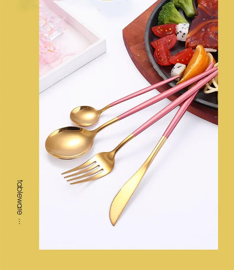 Description Picture 5 of item4Pcs Stainless Steel Golden Cutlery Set Black Luxury Dinnerware s Tablewareware  Kitchen  Fork Spoons Knives