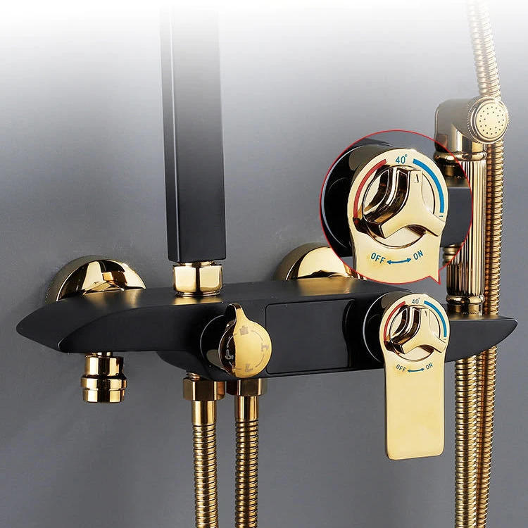 Description Picture 6 of itemRainfall Shower Head Brass Thermostatic Bathroom Shower System Faucet Luxury Black Gold Bathroom Tap Hot Cold Digital Shower Set
