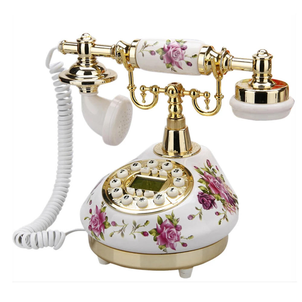 Description Picture 2 of itemWhite Antique Telephone Corded Landline Home Phones Vintage Classic Ceramic Home Telephone Antique Home Office Art Shops Gift
