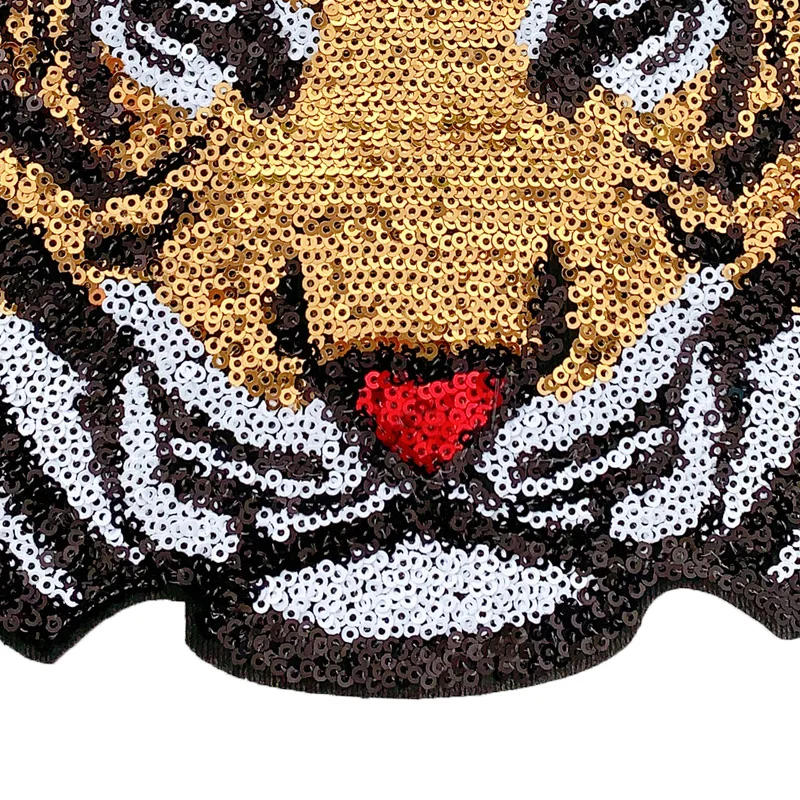 Description Picture 5 of itemSequins Large tiger Badge Embroidery Cloth Patch Sticker Clothing Accessories Sewing Supplies Iron on Patches for Clothing