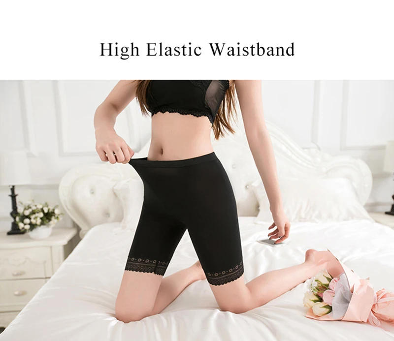 Description Picture 3 of itemPlus Size 5XL Seamless Safety Short Pants Women Highly Elastic Under Skirt Shorts Sexy Lace Anti Chafing Female Boyshort Panties