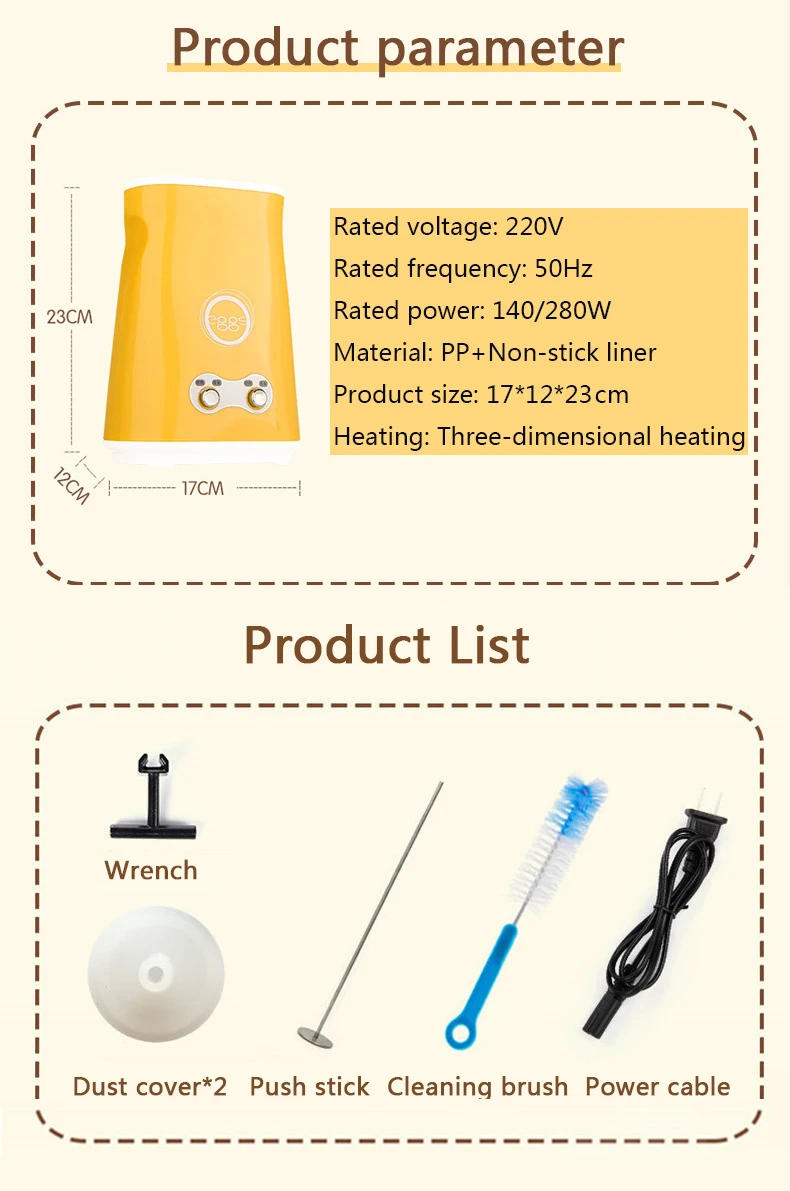 Description Picture 2 of itemAutomatic Rising Electric Egg Roll Maker Cup Breakfast Single/Double Omelette Master Fried Eggs Sausage Roller Boiler Machine EU