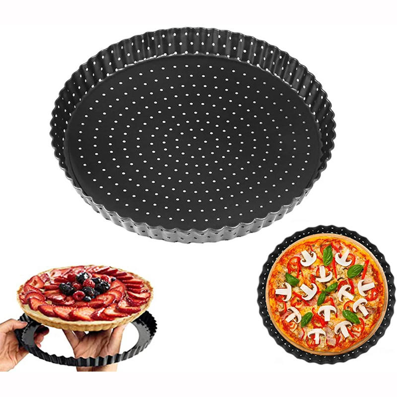 Description Picture 4 of item5/8/9Inch Non-Stick Tart Quiche Flan Pan Molds Pastry Cake Pizza Bakeware with Holes Removable Loose Bottom Round Pie Tray Tools