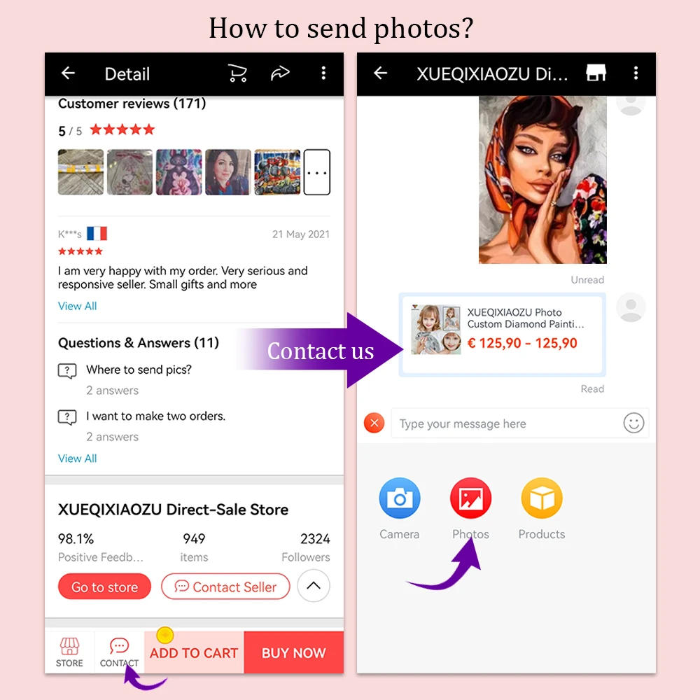 Description Picture 5 of itemXUEQIXIAOZU Photo Custom Diamond Painting 5D DIY Full Round/Square Diamond Embroidery Mosaic Rhinestone Crafts HD Picture Gift