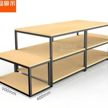 Supermarket sales promotion table folding table steel and wood stacking shelves display shelves Milk Nakajima sales promotion