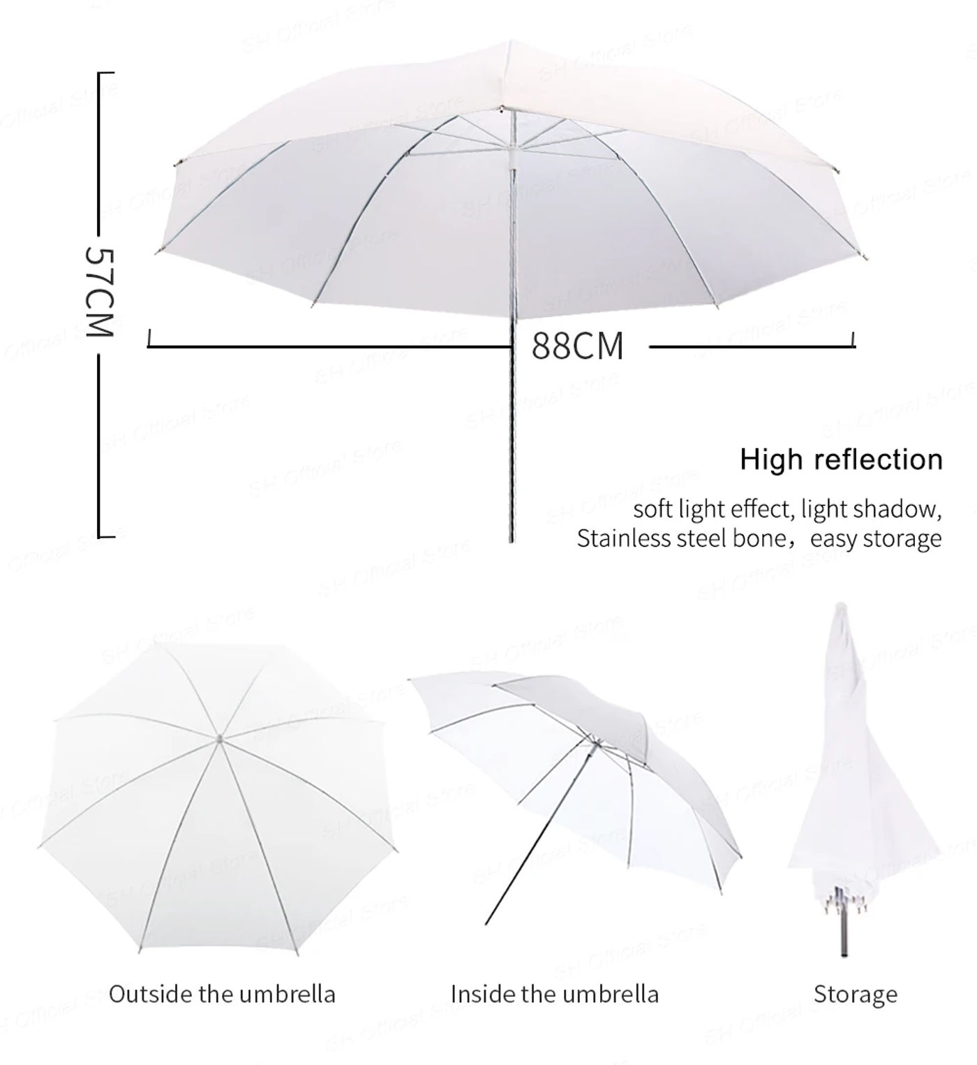 Description Picture 4 of itemPhotography Lighting Kit 2.6x3M Photo Background Muslin Backdrops & Softbox & Umbrella & Reflector& Light Stand For Photo Studio