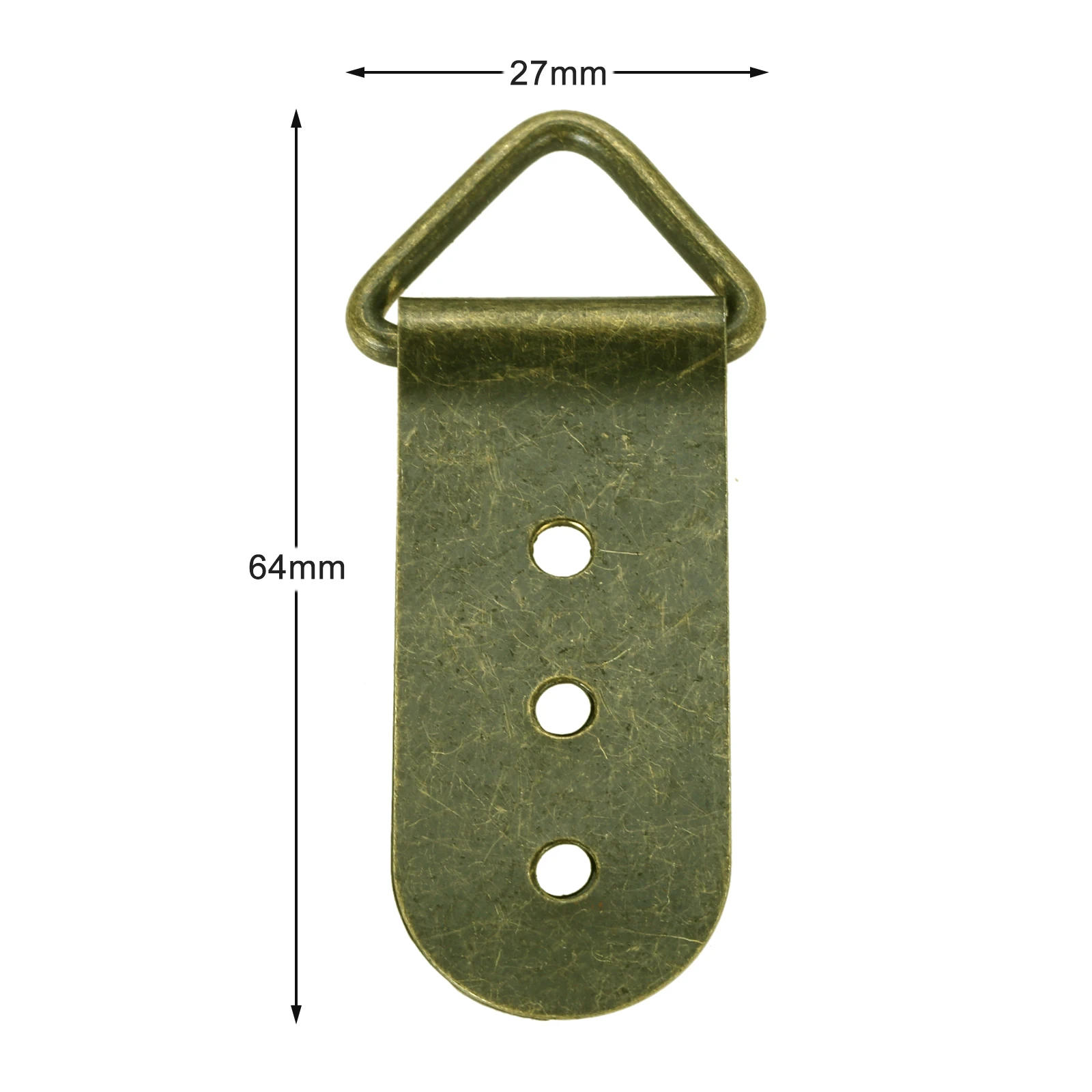 Description Picture 2 of item10Pcs 64*27mm Triangle D-Ring Mirrors Hanging Picture Oil Painting Mirror Frame Hooks Hangers With Screws Bronze 3 Holes