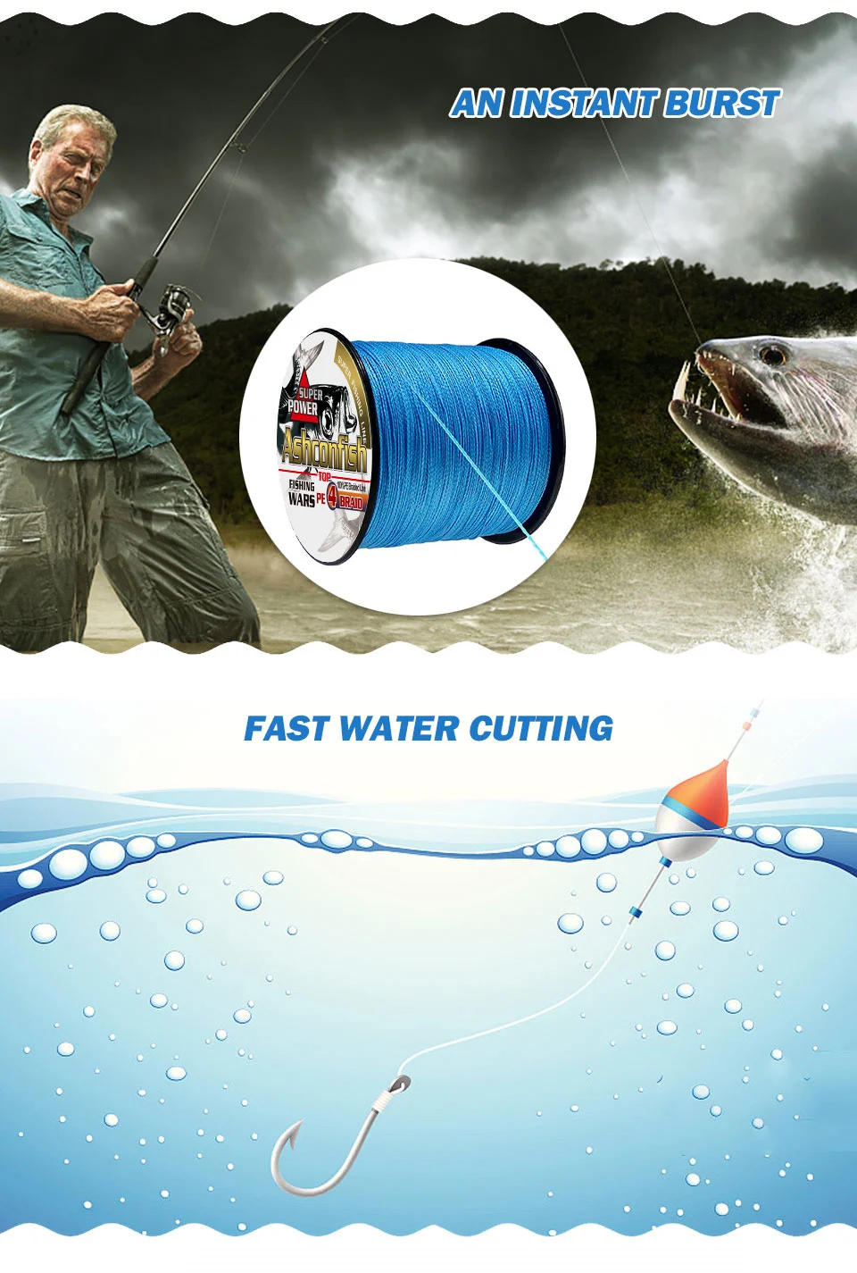 Description Picture 6 of item300M Multifilament Fishing Line Braid 2LB-100LB PE Super Strong Braided Line Japan 4x Fishing Wires Thread  Cord carp rope