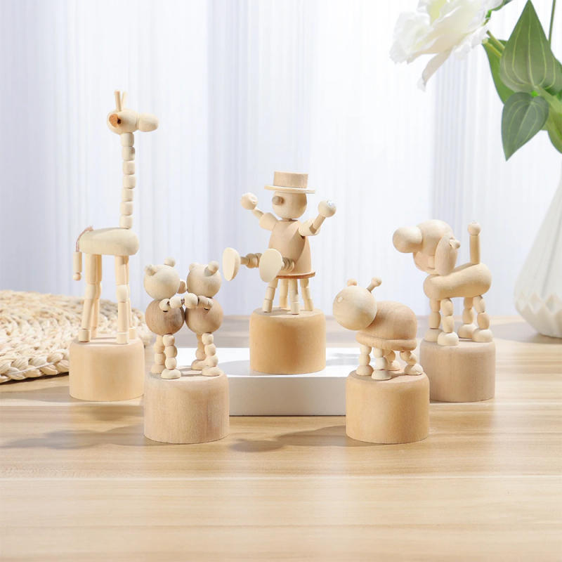 Description Picture 6 of item1Pc Wooden Animal Ornaments Mini Desktop Movable Puppet Fingurine Home Decoration Crafts Toy Gifts Home Book Shelf Fun Decor
