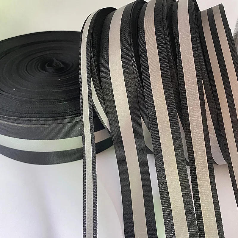Description Picture 2 of itemNew 5yards Black Safety Silver Reflective Sew on Fabric Tape Strap Vest Webbing