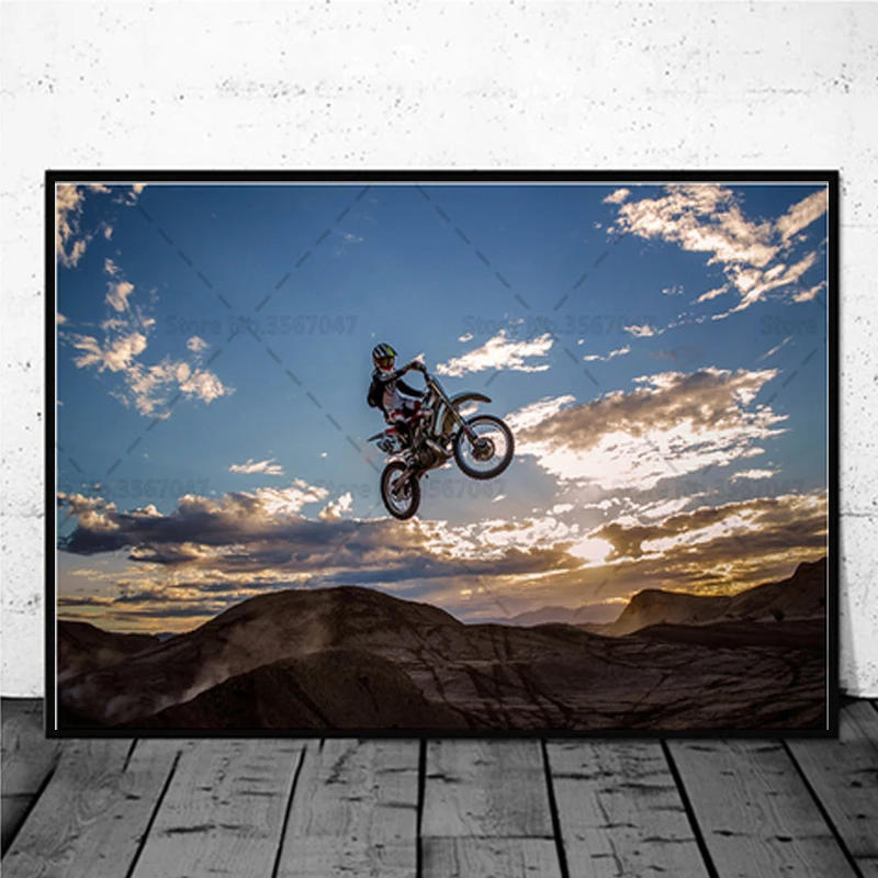 Description Picture 4 of itemFreestyle Moto Cross Racing Poster Motocross Canvas Painting Posters and Prints Wall Art for Living Room Home Decor No Frame