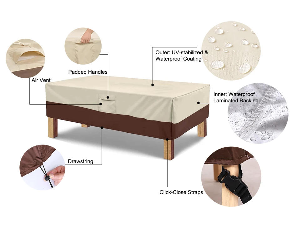 Description Picture 4 of item420D HEAVY DUTY Outdoor Garden Furniture Cover for Sofa Table Chair Patio Waterproof Wind-Proof Anti-UV Against Rain Snow