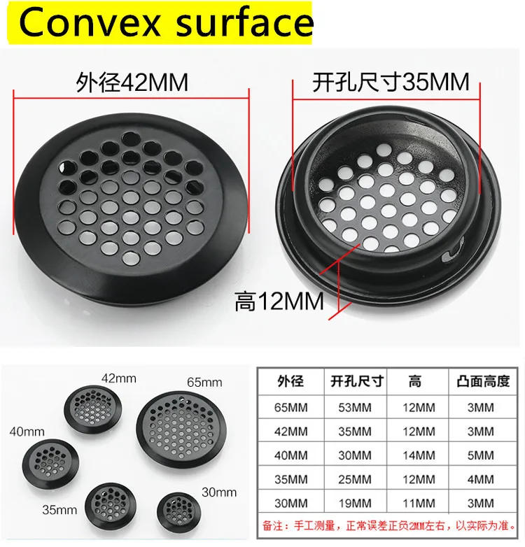 Description Picture 4 of item10pcs Wardrobe Cabinet Mesh Hole Black Air Vent Louver Ventilation Cover Stainless Steel Black  Cupboard air vent pest control
