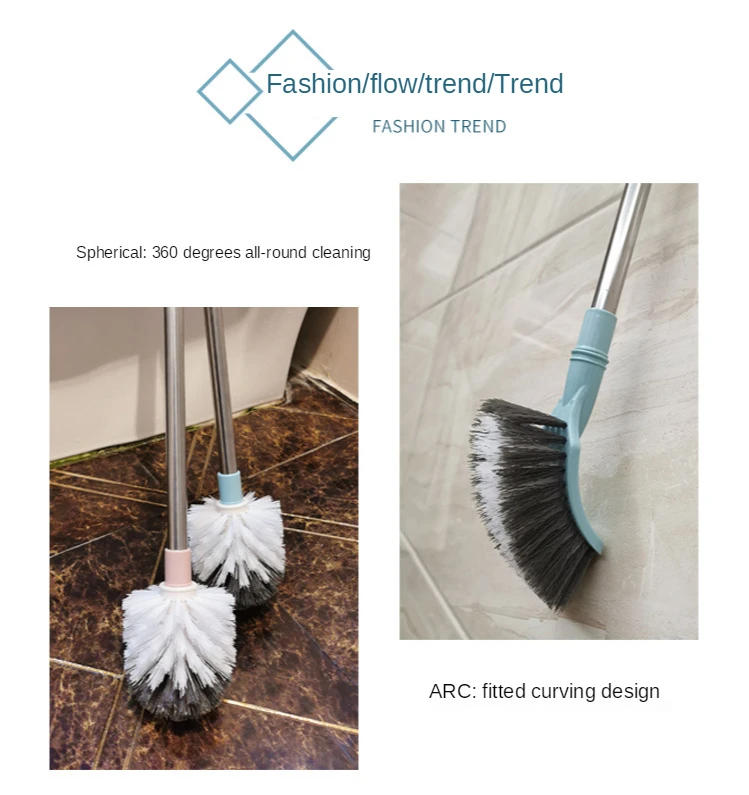 Description Picture 6 of itemCurved Long Handle Stainless Steel Rod Toilet Brush No Dead Corners Toilet Brush Squatting Pan Cleaning Brush Toilet Brush