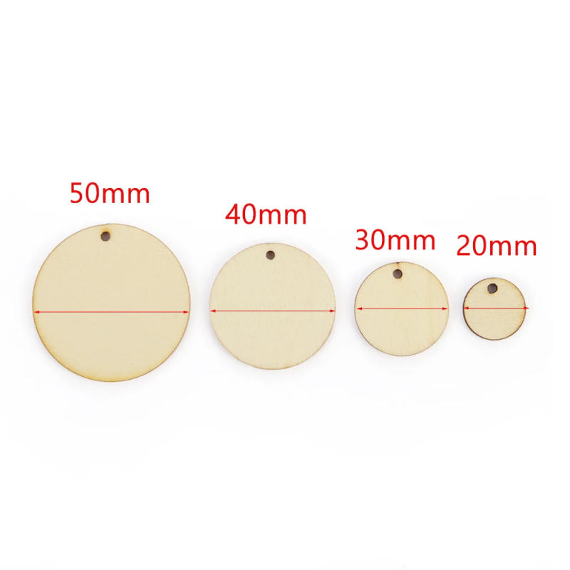 Description Picture 2 of item25/50pcs/lot Round Shape Natural Wooden Ornament Handmade Wood Piece Hanging Pendant Scrapbooking Wood Home Decoration DIY Craft