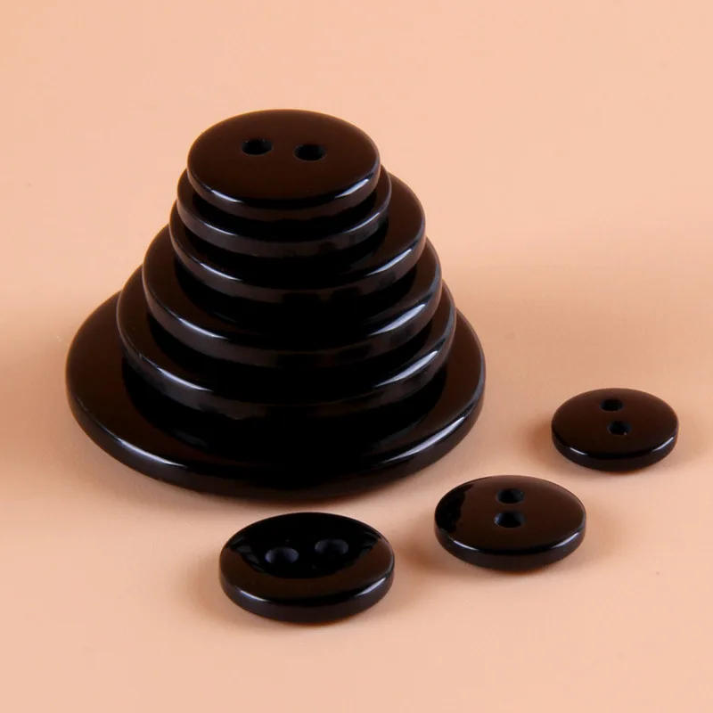 Description Picture 5 of item9--25mm Two Holes Transparent White Small Buttons Black Suit Pad Button Bread Round Resin Sewing Buttons Diy Scrapbooking