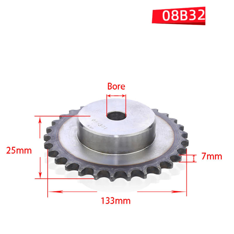 Description Picture 5 of item1Pcs 25-40 Tooth A3 Steel 08B Chain Drive Sprocket Roller Chain Gear Pitch 12.7mm Industrial Sprocket Wheel