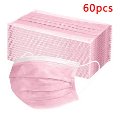 10/30/60pc Pink Earloop Disposable Mask For Face Masks Pink  Nonwoven Fabric Dustproof Breathable Mouth Masker 3 Ply Filter Mask