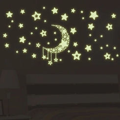Star Moon Luminous Sticker Kids Rooms Living Room Bedroom Glow In The Dark Decoration Home Decals Fluorescent Wall Stickers