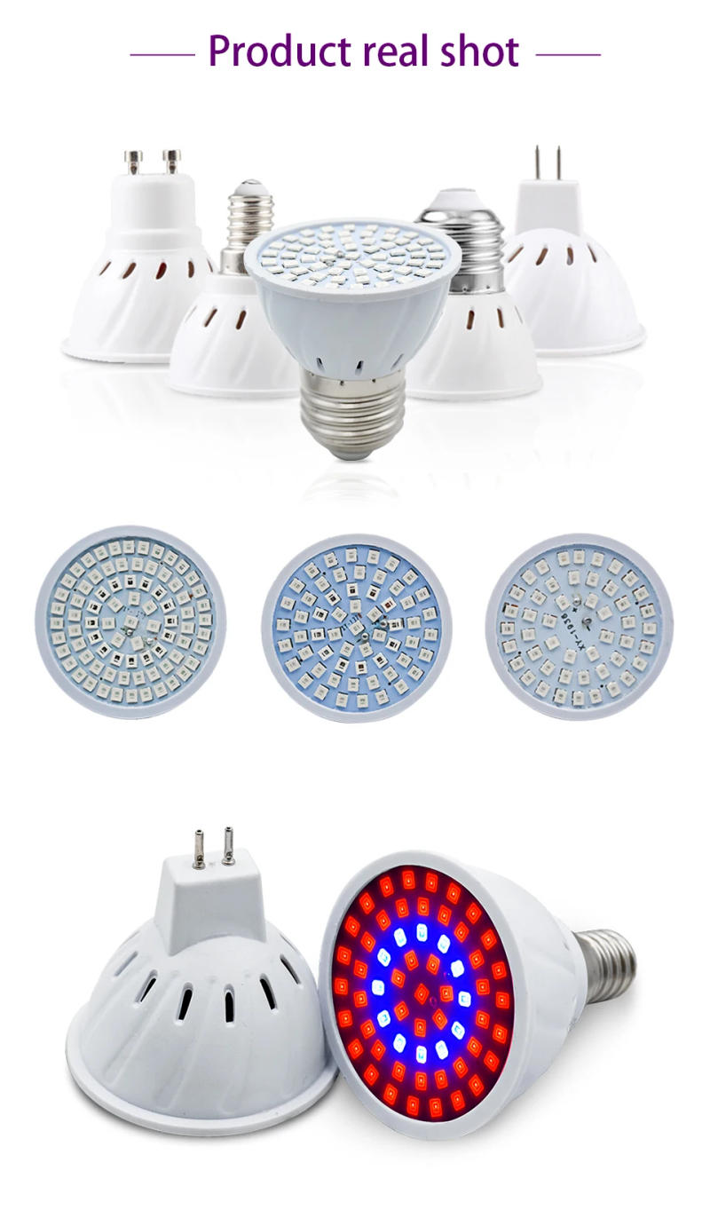 Description Picture 5 of item10pcs/lot Full Spectrum Led Grow Light E27 E14 GU10 MR16 220V Growing Lamp for Flower Plant Hydroponics System Aquarium Lighting