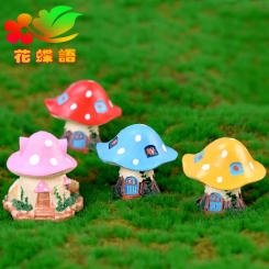 Colorful Garden Mushroom House Decoration Miniacture Figurine Resin Crafts Tiny Dollhouse Fairy World Bonsai Garden Ornament