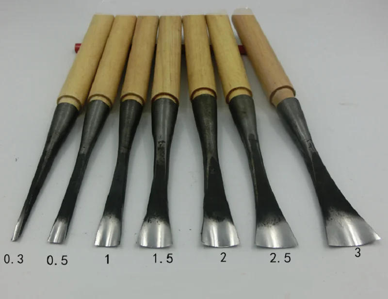 Description Picture 3 of itemNEW Middle circle woodwork Carving knife dig a hole Spoon knife chisel 0.3-5cm Hand Wood Carving Knives
