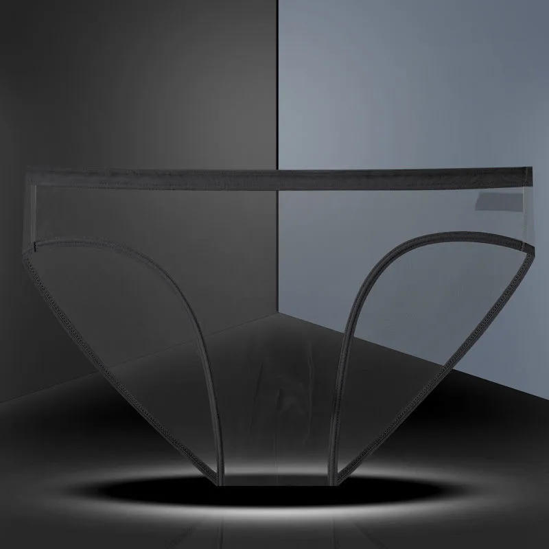 Description Picture 2 of itemTransparent Underwear Hot Man Pants Ultra-thin Perspective Mid-rise Male Mesh Slips Homme Panties Plus Size