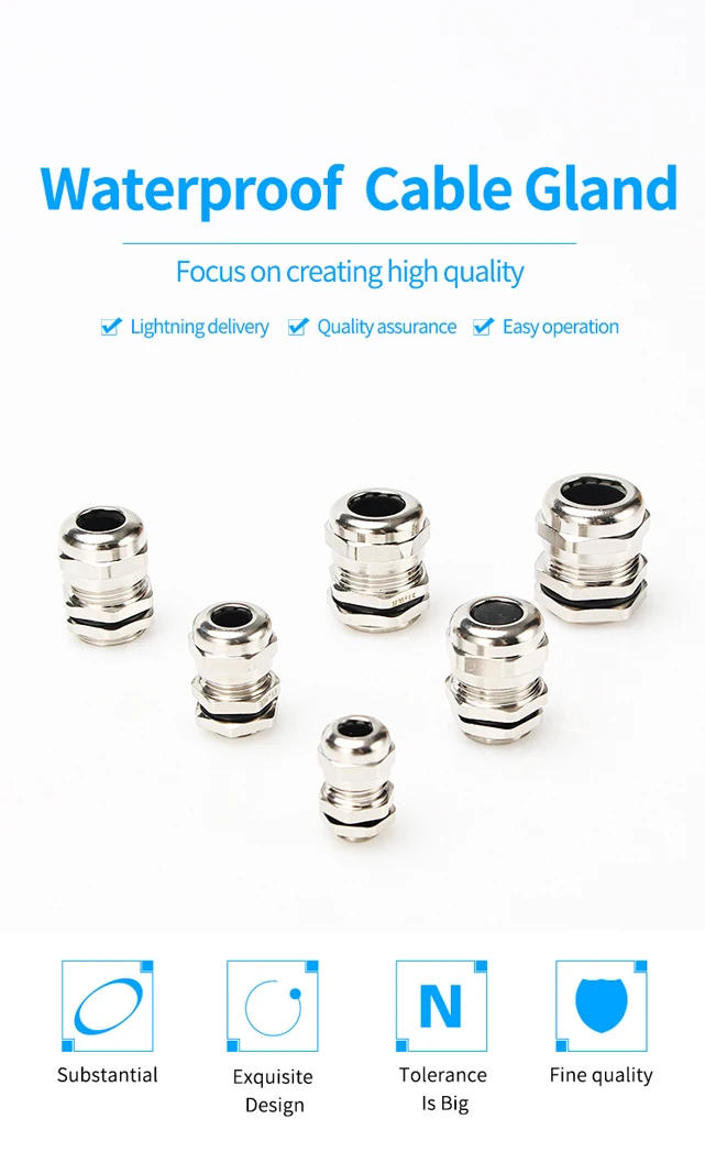 Description Picture 2 of itemWaterproof Cable Gland Connector IP68 304 Stainless Steel Inox Metric Cable M6 M8 M10 M12 M14 M16 M18 For 3-6.5mm 4-8mm Cable