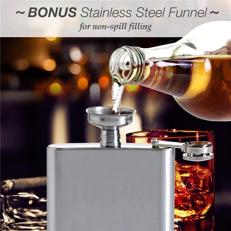 Description Picture 2 of item1PC 5/7/8/18 OZ Stainless Steel Geometry Flat Portable Hip Flasks Outdoor Camping Flagon Whiskey Liquor Storage Bottle Drinkware
