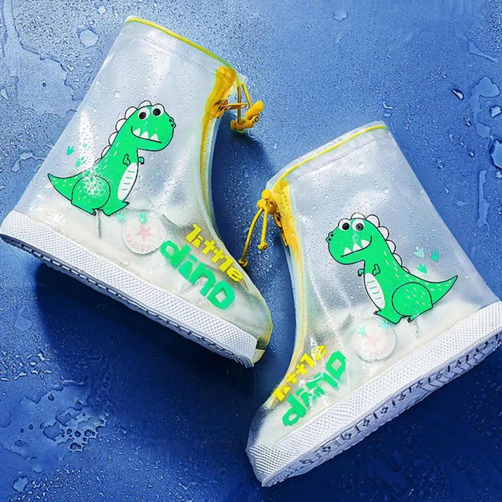 Description Picture 6 of item1 Pair Children Rain Overshoes Wear-resistance Animal Print Shoe Covers Non-slip Portable Kid Waterproof Overshoes For Outdoor