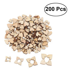 200PCS Heart Star Natural Wood Chips Wooden DIY Crafts Scrapbooking Embellishments Hanging Ornaments Wedding Party Decorations