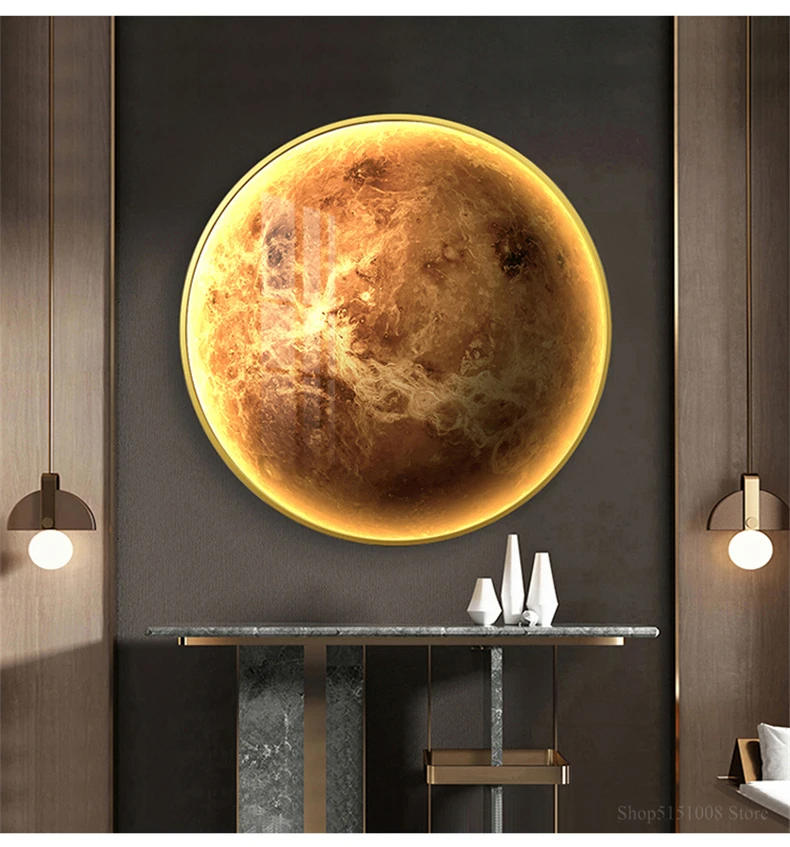 Description Picture 5 of itemDecorative painting with led light Mars wall lamp Nordic Living room decor lighting Bedroom Night light Uranus Mercury Neptune