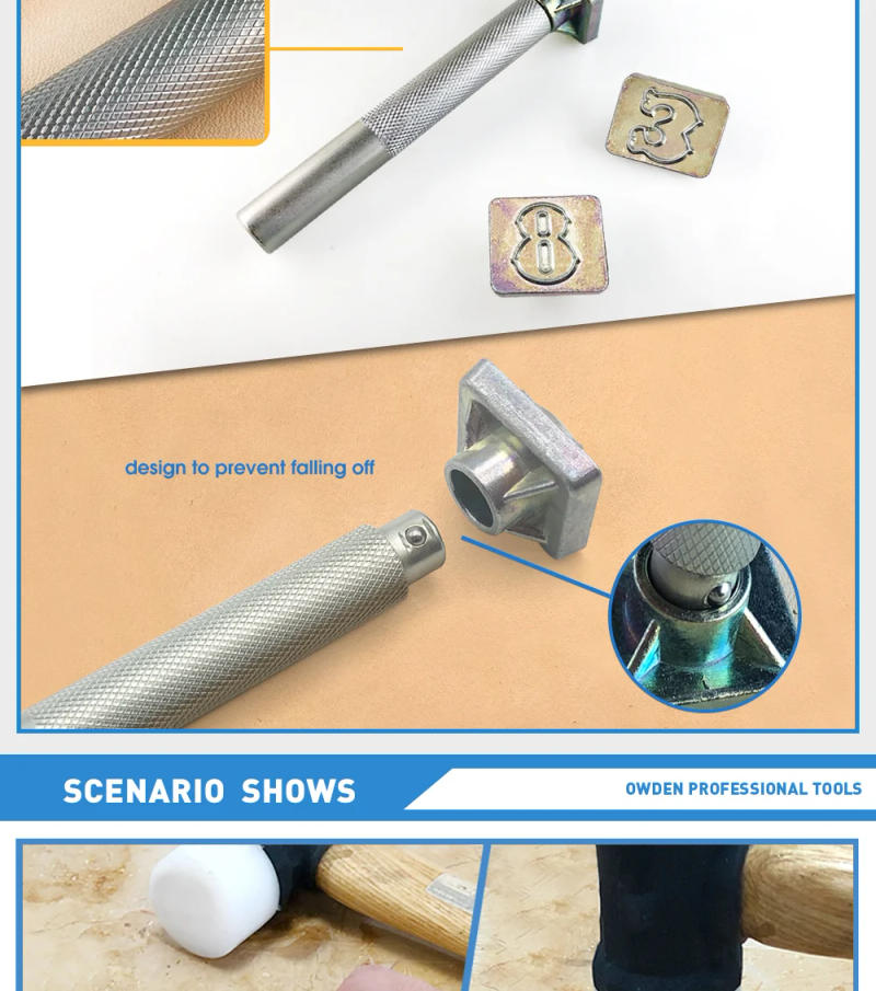 Description Picture 5 of itemOWDEN 10 Pcs 3/4" Professional Number Stamping Tool Kit for Leathercraft Figure Stamping Set