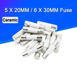 10PCS 5*20MM/6*30MM Fast blow Ceramic Fuse 250V 0.1A 0.25A 0.5A 1A 1.5A 2A 2.5A 3A 3.15A 4A 5A 6A 6.3A 8A 10A 15A 16A 20A