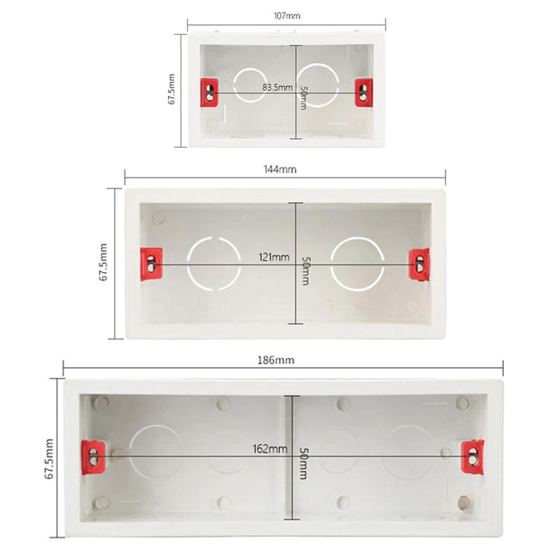 Description Picture 2 of itemAvoir Mounting Box White Red 118Type Wall Mounted Junction Wire Case Box Hidden Box Recessed Switch Socket Plug Installation Box