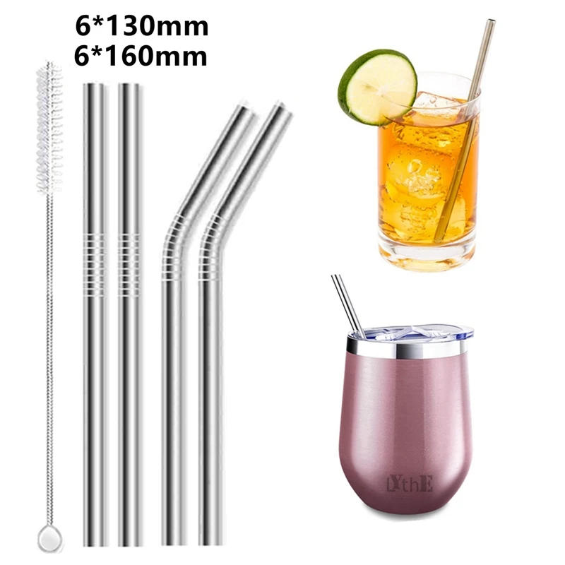 Description Picture 2 of item4pcs Short Metal Straws 304 Stainless Steel Straws Eco Reusable Drinking Straws for Kids Drinkware Bar Cocktail Glasses Cup