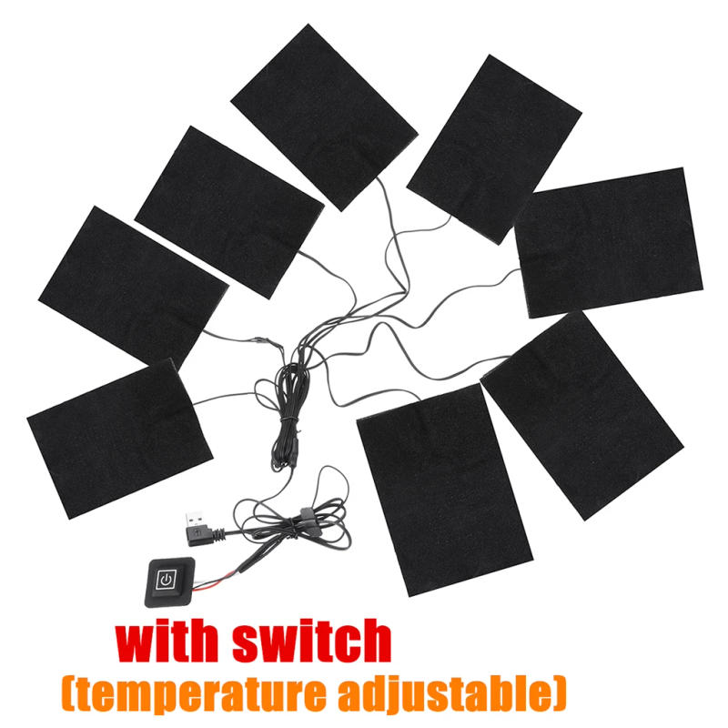 Description Picture 2 of item8 in 1 Heating Pad Electric USB Jackets Clothes Heating Pad Winter Sports Hiking Vest Heated Warmer Pads Fiber Heater