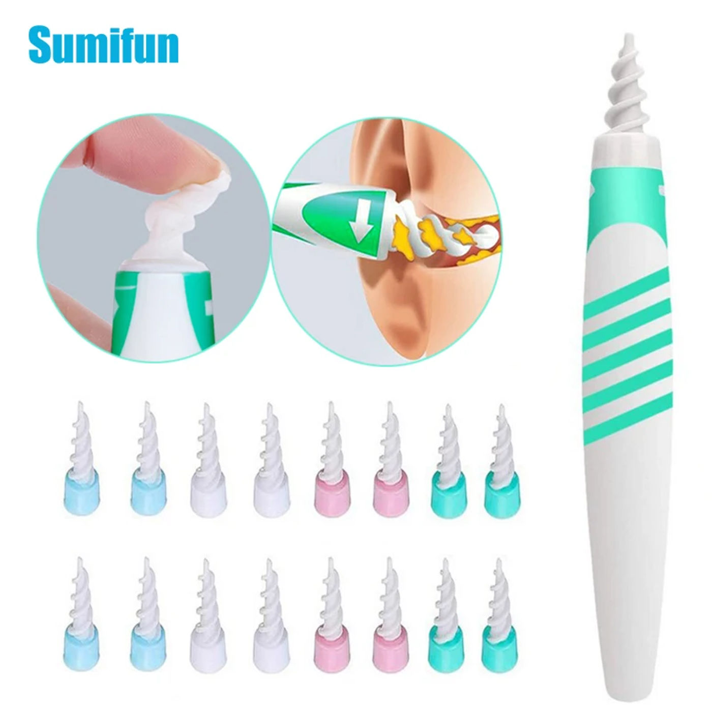 Description Picture 4 of item16 Tips Rotating Earwax Cleaner Spiral Dig Wax Ear Wax Remover Ear-Cleaning Device Soft Spiral Extract Earwax Tool Ear-Picker