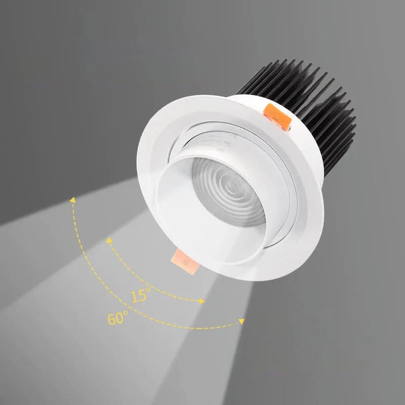 Description Picture 6 of itemDimmable Embedded Zoom Recessed downlights 15-60 Degrees COB 7W 12W 15W 20W Spot Light Background Wall LED Indoor Lighting