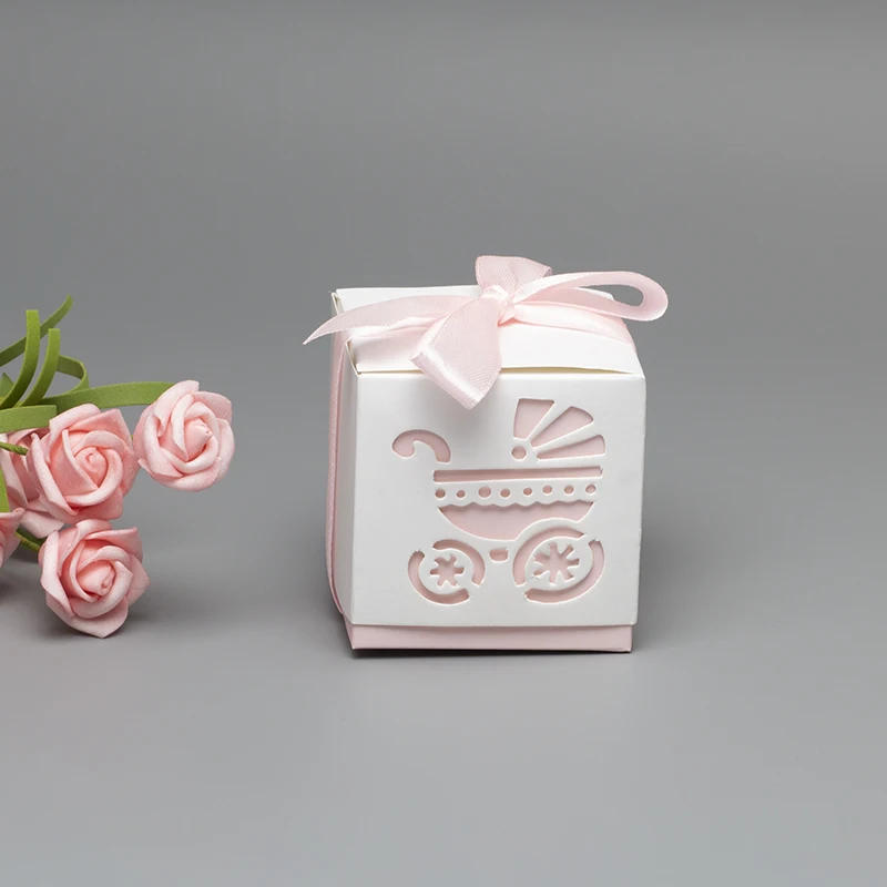 Description Picture 6 of item10pcs/bag Cute Candy Box Baby Carriage Blue&Pink Paper Gift Boxes Decoration For Kids Birthday Party DIY Baby Shower Supplies 5Z
